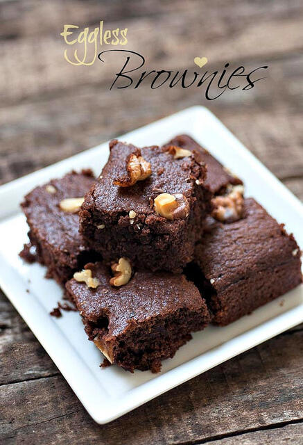 Skinny Double Chocolate Walnut Brownies - With Peanut Butter on Top